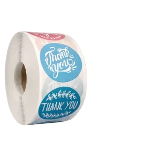 1 Inch Silver PVC Adhesive Labels 500pcs Roll UV Wedding Decoration Stationery Thank You Package Seal Stickers for Promotions