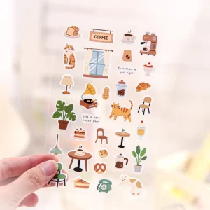 1 Sheet pack Stickers Slow Living Illustration Designs Planner Water Bottle DIY Phone Case Decorations