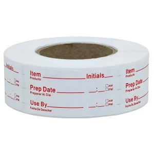 1 X 2 Inch Eco Friendly Waterproof Plastic Adhesive Labels for Food Rotation Prep Date Stickers 500 Labels Roll Made China