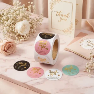 1.5 “1” Round Mhristmas Gifts Wedding Party Food Label Roll Thank You Cards Custom with logo Sticker Printing for Small Business