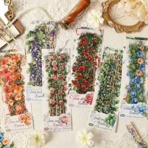 10 Sheets Pack Wisteria Themed Waterproof Stickers Plain Notebook Stickers Children’s Stickers PET Notebook Supplies