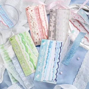 10 Stickers Per Pack Light and Shadow Woven Curtain Series Instagram-Style Hand-Drawn Journal DIY Decorative Stickers