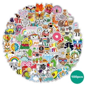100 PCS Custom Die Cut Vinyl Stickers Printing Adhesive Waterproof PVC Label Company Logo Design Windshield Cartoon Sticker