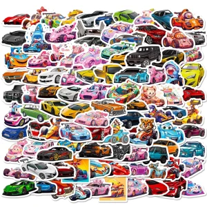 100PCS Funny Cute Cartoon Racing Car Decals for Boys Gift Fashional JDM Sticker Sheet