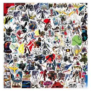 100pcs Cartoon GUNDAM Custom Waterproof Vinyl Water Bottle Laptop Sticker for Kids Japanese Anime Sticker