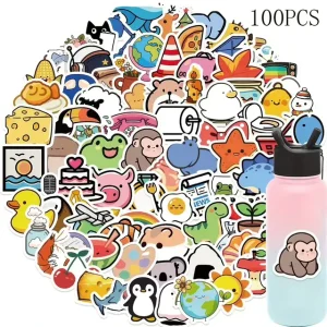 100pcs Waterproof Die Cut Customizable Vinyl Animal Stickers Cute Cartoon Cat Dog Panda Kids Aesthetic 2-6cm Custom Promotional