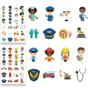 10pcs Paper Cartoon Career Sticker Set Toys for Teachers Classroom DIY Handmade Poster Sticker