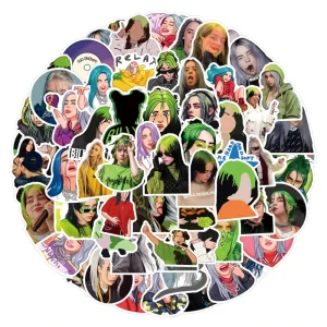 110PCS Billie Eilish Graffiti Stickers Guitar Decorated PVC Waterproof Eco-Friendly Cartoon Pattern Home Decoration Stickers