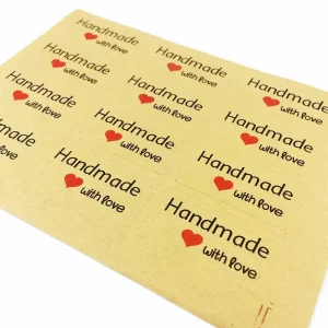 120 Pcs pack Handmade with Love Kraft Paper Seal Stickers Baking Congratulation Birthday Party Gift Sealing Stickers