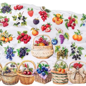 15 Sheets per Pack Dual Material Sticker Pack Fruit Picking Collection Berry themed Fruit DIY Decorations