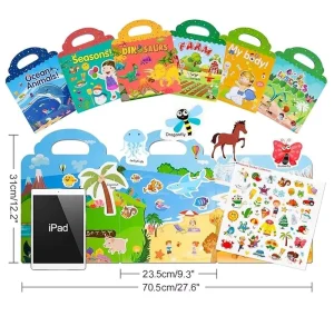 18 Style Eco Friendly Reusable Sticker Book Activity Puzzle Game DIY Dress up Fun Gift Travel Sticker Book for Kids