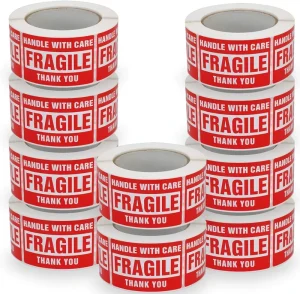 2″x 3″ Fragile Stickers 500 Labels Per Roll Strong Adhesive Labels for Shipping and Moving