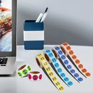2.54 cm Circular Paper Price Tag Stickers CMYK Offset Printed Pre-Printed Retail Store Clearance Labels Packaging