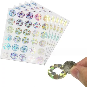 2.5×2.5cm Holographic Per Sheet 30 Scratch Off Sticker Labels Round Scratch Off Stickers Round Customized