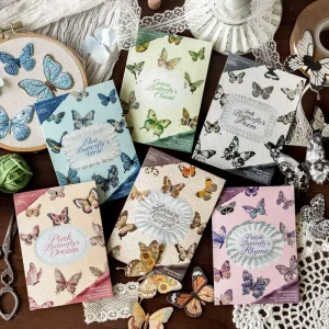 20 Stickers Per Pack Butterfly Fabric Book Series Vintage Journaling DIY Supplies Decorative Stickers