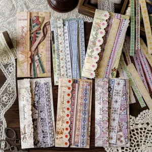 20pcs pack Hard Card Stickers Handmade Gallery Series Vintage Long Strip Handmade DIY Material Decoration Stickers