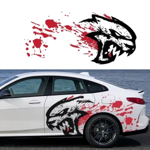 2pcs Waterproof Bold Red Splatter Car Decals Hellcat Aggressive Racing Car Side Sticker Vinyl for Car Universal