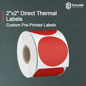2×2 Inch Red Direct Thermal Waterproof Color Printing Labels Roll Self Adhesive Circle Sticker for Supermarket Grocery Food