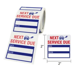 2×2 Inches Durable PVC Custom Shape Auto Maintenance Service Reminder Stickers for Clear Windshield Oil Change