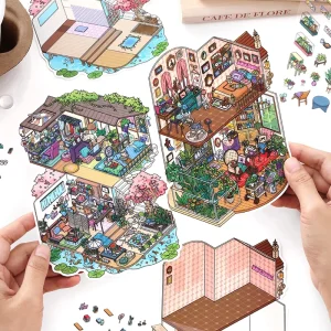 3 Sheets Pack Scenery Stickers My Little House Series 11th Edition Scenery Sticker DIY Notebook