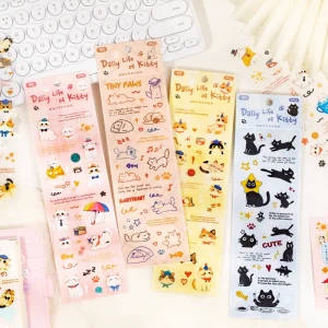 3 Stickers Per Pack Daily Cat Life Series Cute cat English-patterned Waterproof Planner Materials DIY Card Decorations