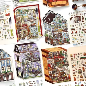 3 Stickers Per Pack My Little Cottage Series 19 Miniature Scenery Stickers Creative Stress-Relief Puzzle Notebook Toy