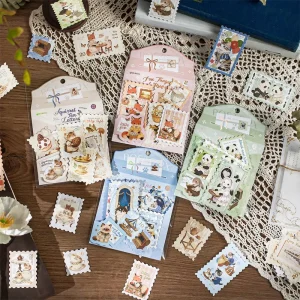 30 pieces of cute animal themed stamps with hot stamping material stickers per pack of old dream postage notes