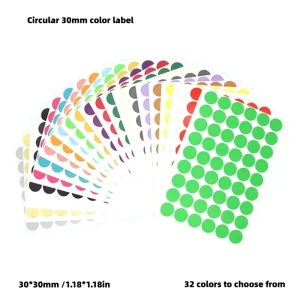 30mm Multi color Eco Friendly Adhesive Packaging Labels Custom UV Self adhesive Dot Labels for Classification Blank Stickers