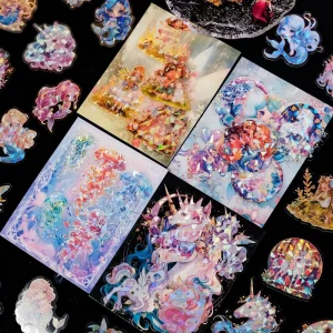 30pcs Unicorn Princess Stickers Holographic Foil Clear PET Decorative Stickers