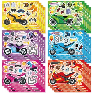 36 PCS Make a Motorcycle Waterproof DIY Sticker Sheets for Kids Party Favor Supplies Craft Toys Decorative Removable Decals