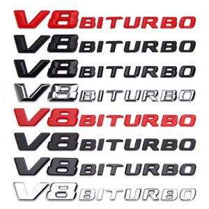 3D Carbon Fiber Waterproof Car Fender Side Badges V8 BITURBO Emblem for Mercedes C63 E63 S63 GLS63 Accessories