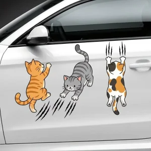 3D Climbing Cat Car Stickers Cute Cartoon Kitten Scratching Decals Waterproof Vinyl Pet Lover Gift for Car Doors Windows