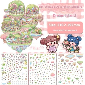 3D Miniature Scene Cut Free Hand Account Sticker Korean Landscaping Hut Cross Border Decorative 3D Three Dimensional Stackable
