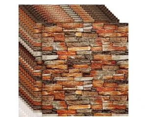 3D Modern Red Brick Wall Sticker Sheet Self Adhesive Vinyl Geometric Easy Install Household Home Decor Backsplash