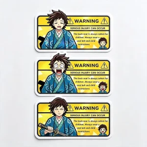 3D Rectangle Cartoon Moving Decal PET Waterproof Anime Motion Sparkle Warning Car Stickers for Decoration Gift