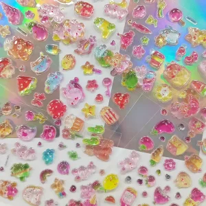 3D Transparent Resin Drop Epoxy Stickers Custom Jelly Crystal Stickers for Phone Case DIY