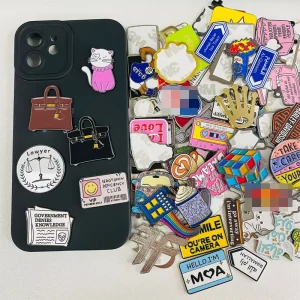 3M Metal Badge Pin Custom EU UK USA Soft Enamel Mobile Phone Sticker For Phone Case Personalized Emblem