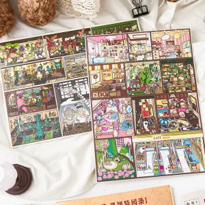 4 Sheets/pack PET White Cardstock Decorative Stickers Maiden Chestnut Chronicles Series Plain Background Stickers Scrapbooking