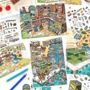 4 Stickers Per Pack Thirty Six Series Miniature 3D Scenery Stickers Stress Relieving Puzzle Notebook Toys