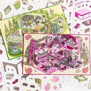 4 sheets per pack of miniature scenery stickers 3D DIY house storage scene planner stress relief
