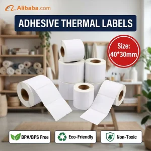 40*30mm Thermal Adhesive Label Sticker Waterproof Oilproof Barcode Sticker for Food Price Tags Retail Supplies Bulk Sale