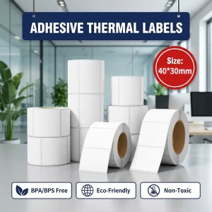 40*30mm Thermal Adhesive Label Sticker White Self Adhesive Labels for Supermarket Price Tags High Brightness Manufacturer Direct