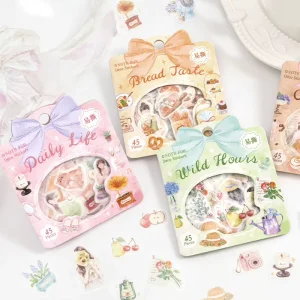 45 Sheets Per Pack Easy to Tear and Paste Paper Stickers Light Retro Planner Material Decorative Stickers