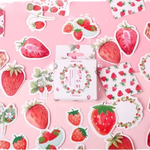 45 Stickers Per Box Strawberry Cheese Series Creative Journaling Supplies Holiday Decoration Die Cut Decorative Shaped Seal