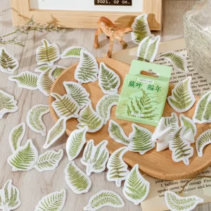 46 Pcs Pack Box Packed Stickers Fresh Green Plant Journal Diary Material Sealing Stickers DIY Handmade