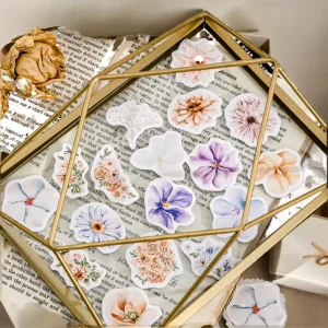 46 Pieces Packed Paper Stickers Artistic Flower DIY Journal Holiday Decoration Self-adhesive Sealing Stickers
