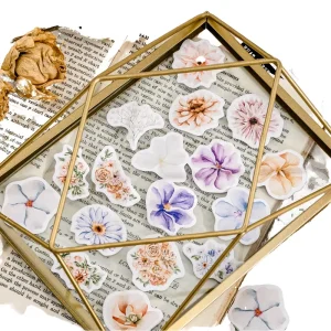 46 Pieces Packed Paper Stickers Artistic Star Gold Stamping DIY Journal Holiday Decoration Self-adhesive Sealing Stickers