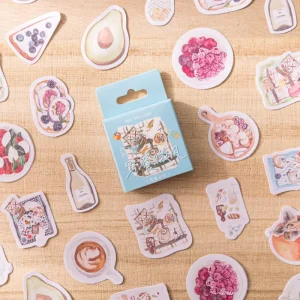 46 Pieces Paper Box Packed Stickers Picnic Breeze Vintage Journal Diary DIY Material Decoration Sealing Stickers