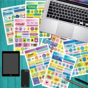 480Pcs Monthly Planner Sticker for Notebooks Supplies Stationery Diary Sticker Scrapbooking Monthly Tabs Stickers