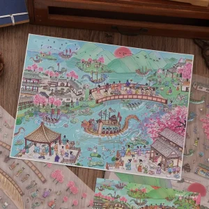 5 stickers per pack Dragon Boat Festival Series Miniature diorama stickers 3D house journaling activity book
